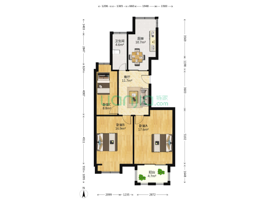 龙湖佳苑 3室1厅1卫 97平方