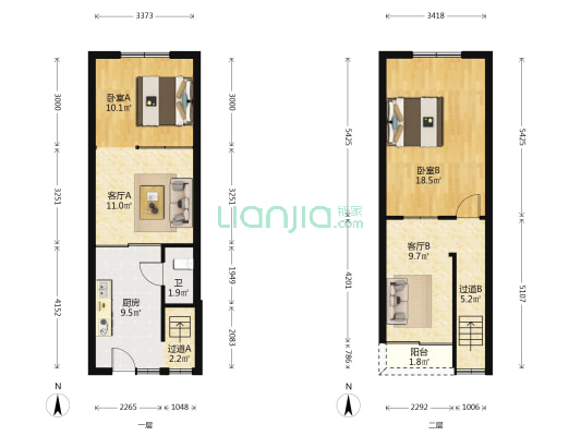 江海东村 2室2厅1卫 52平方