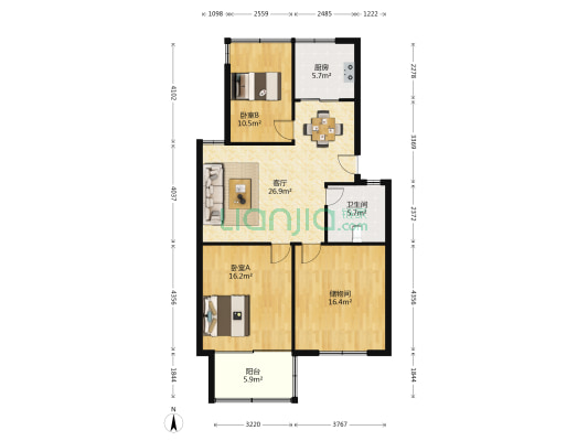 文化新村 2室1厅1卫 100平方