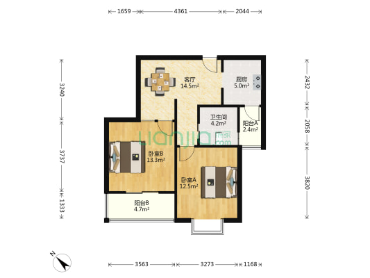 中冶翔腾 2室1厅1卫 67平方