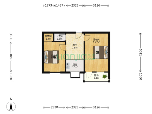 纬一路5号 2室1厅1卫 60平方