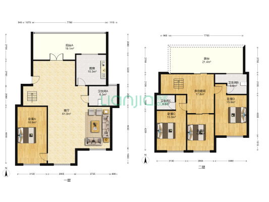 河畔花园 5室1厅3卫 195平方