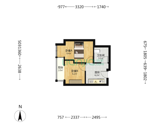 新峰商务楼 2室0厅1卫 39平方