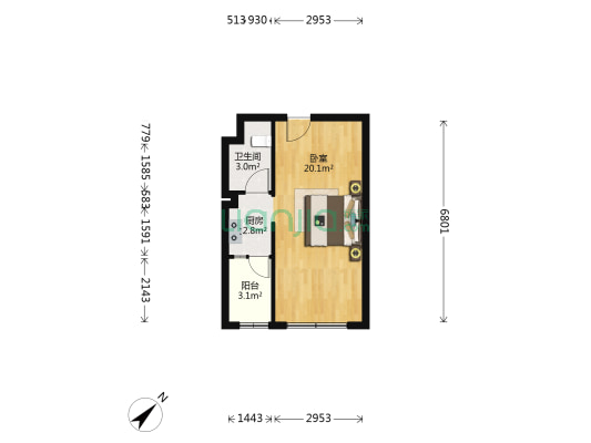 TPAPK时尚公园 1室0厅1卫 40平方
