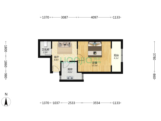 县门北街32号 1室1厅1卫 47平方
