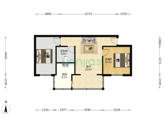 光荣北路69号 1室1厅1卫 66平方