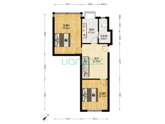 武汉血液中心宿舍 2室1厅1卫 62平方