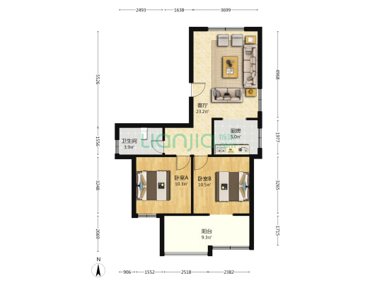 凰家御庭 2室1厅1卫 95平方