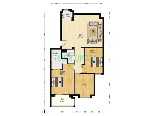 呈祥家园 3室1厅2卫 123平方