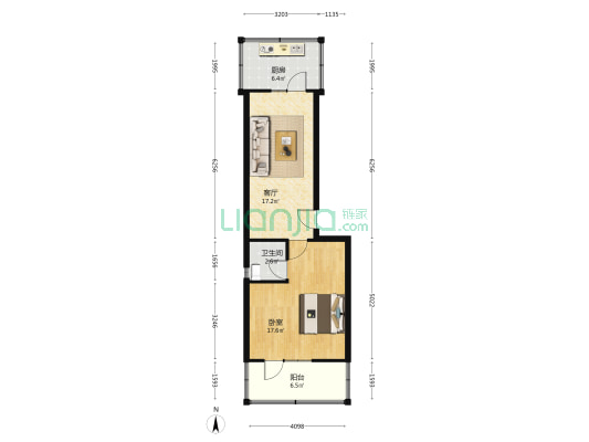 农行培训学校宿舍 1室1厅1卫 62平方