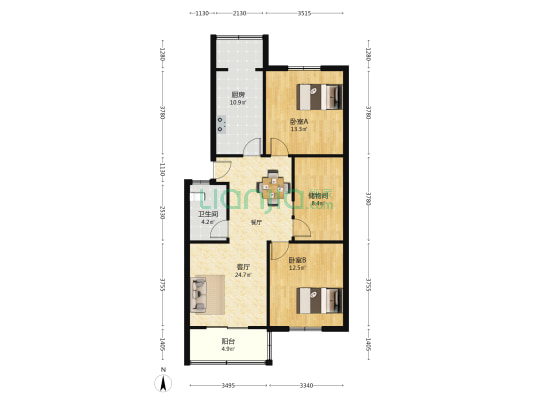 南郊供销社宿舍 2室1厅1卫 94平方