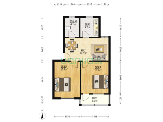 梓潼新村 2室1厅1卫 69平方