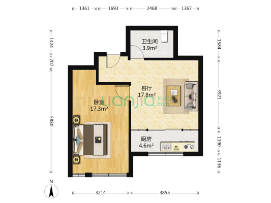 老街坊小区 1室1厅1卫 52平方