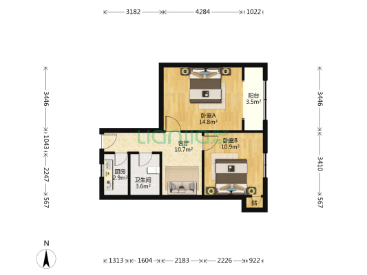 虹东小区 2室1厅1卫 70平方