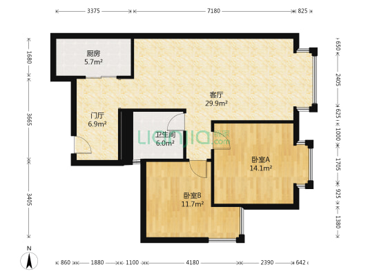 渝都国际明珠 2室1厅1卫 84平方