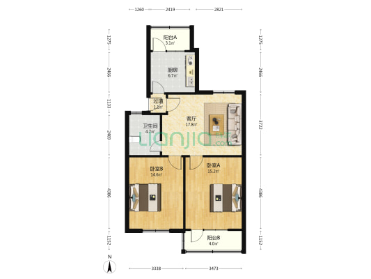 大枣园社区 2室1厅1卫 86平方