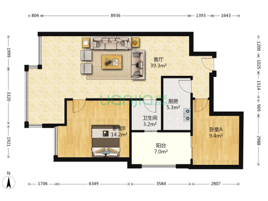 青城外滩 2室1厅1卫 79平方