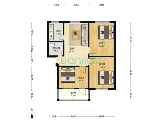 长线局小区 3室1厅1卫 75平方