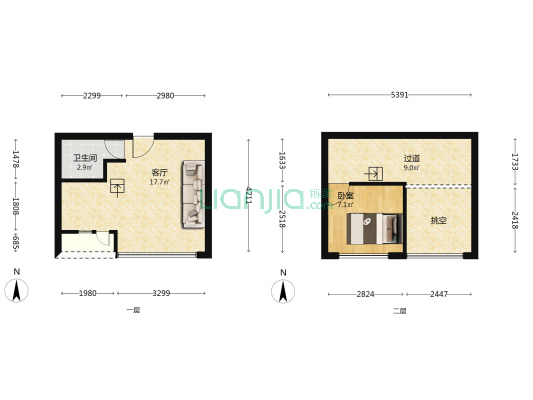 源滩国际社区 1室1厅1卫 39平方
