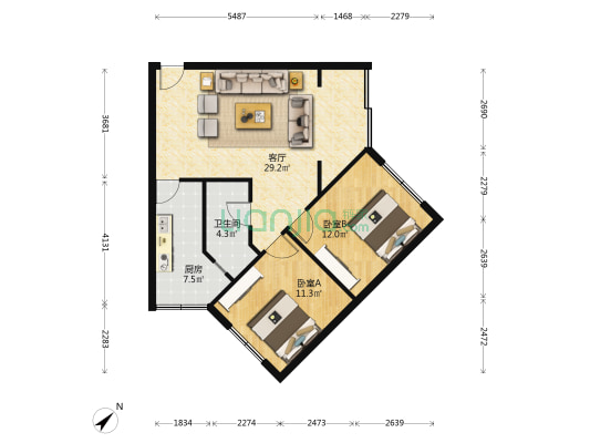 青羊上街138号 2室1厅1卫 73平方