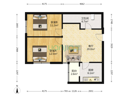 翠亨村A区 2室1厅1卫 83平方