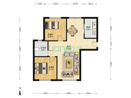 新业御园 2室1厅1卫 93平方