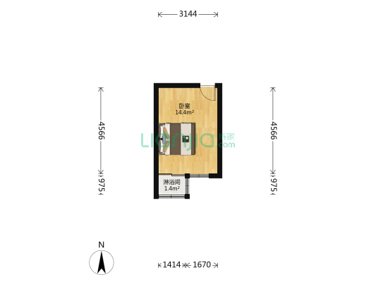 永泰一村 1室0厅1卫 46平方