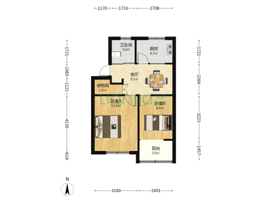 仓弄 2室1厅1卫 53平方