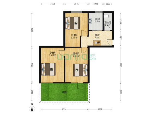 药研里 3室1厅1卫 76平方