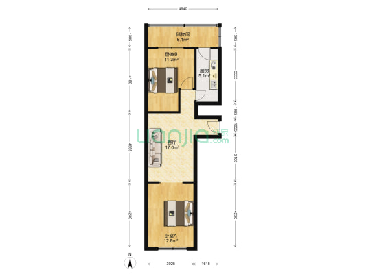 拜泉里 2室1厅0卫 68平方