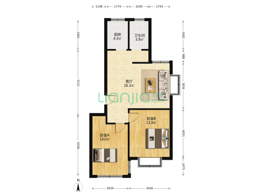 半岛蓝庭Ⅴ期 2室1厅1卫 78平方