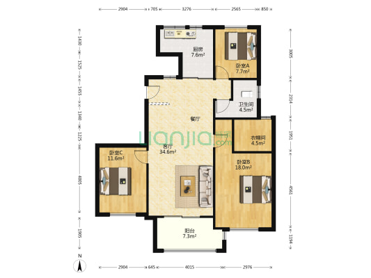 四季金辉 3室1厅1卫 117平方