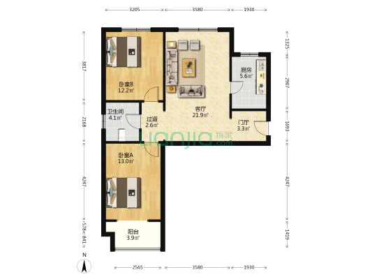 塔谈二区 2室1厅1卫 96平方
