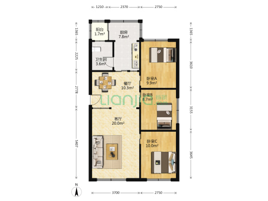 清水江路135号 3室2厅1卫 90平方