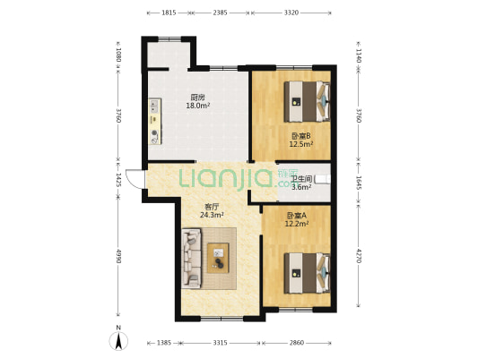 汉森华尔兹 2室1厅1卫 108平方
