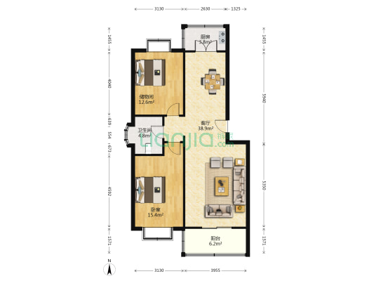 华云园 1室1厅1卫 103平方