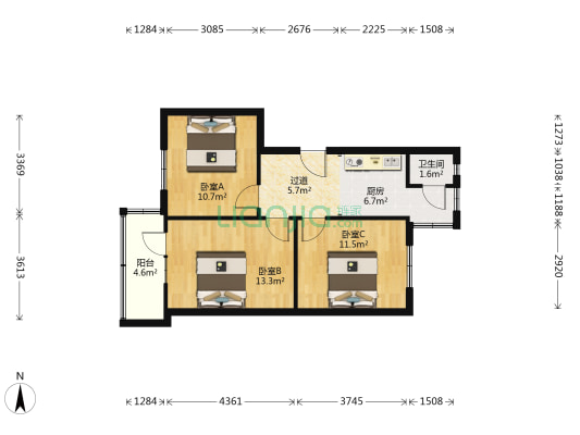 新南路85号 3室0厅1卫 60平方