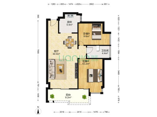 海投第一湾 2室1厅1卫 91平方