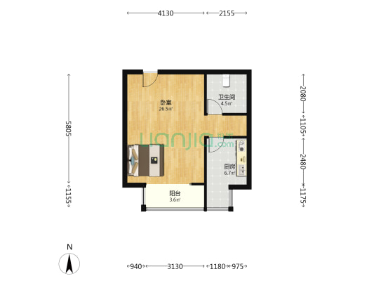 朝阳一居 楼层好 房本满五唯一，毛坯房好装修-户型图