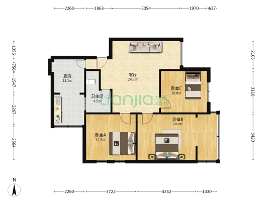 万寿街一段9号 3室1厅1卫 103平方
