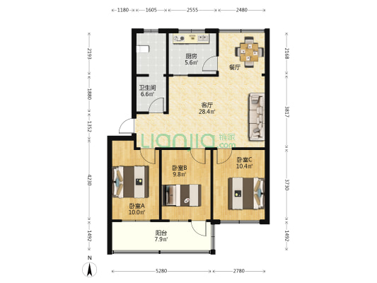 财政局小区 3室1厅1卫 88平方