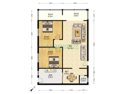 通湖巷1号 2室2厅1卫 111平方