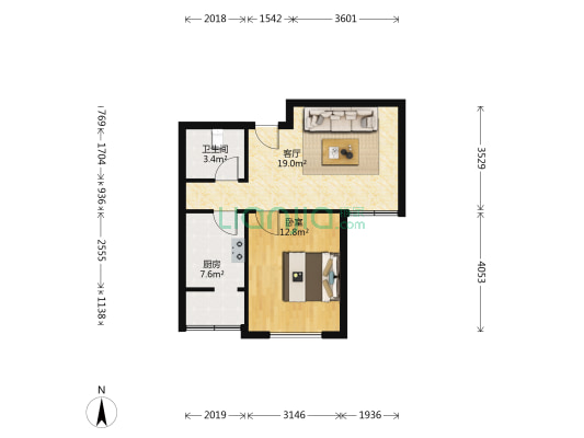 友和园 1室1厅1卫 58平方