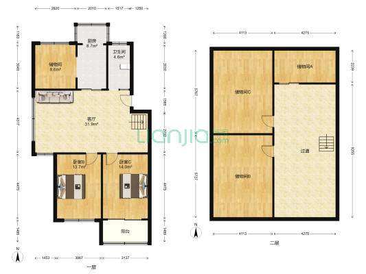 玫瑰园 2室1厅1卫 141平方