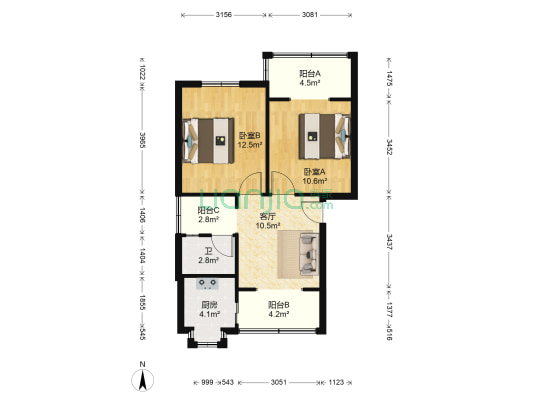 古楼二村 2室1厅1卫 61平方