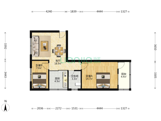 苋浦社区西堤北路 2室1厅1卫 64平方