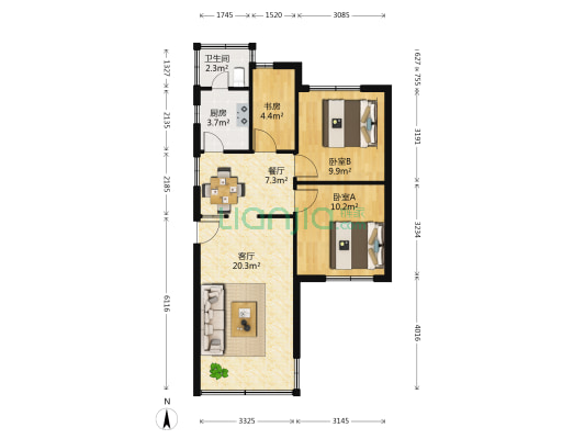 莲花二村 3室2厅1卫 70平方