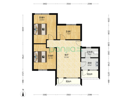 工行宿舍 3室1厅1卫 79平方