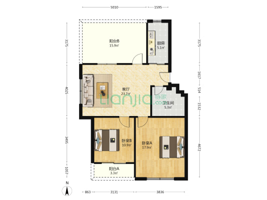 华安国际田园风光小区 2室1厅1卫 79平方