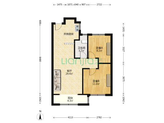 祥隆都会里 2室1厅1卫 85平方